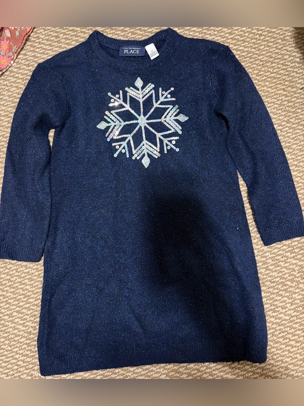 The Children's Place size 4T Navy Sparkle Snowflake Crewneck Sweater dress